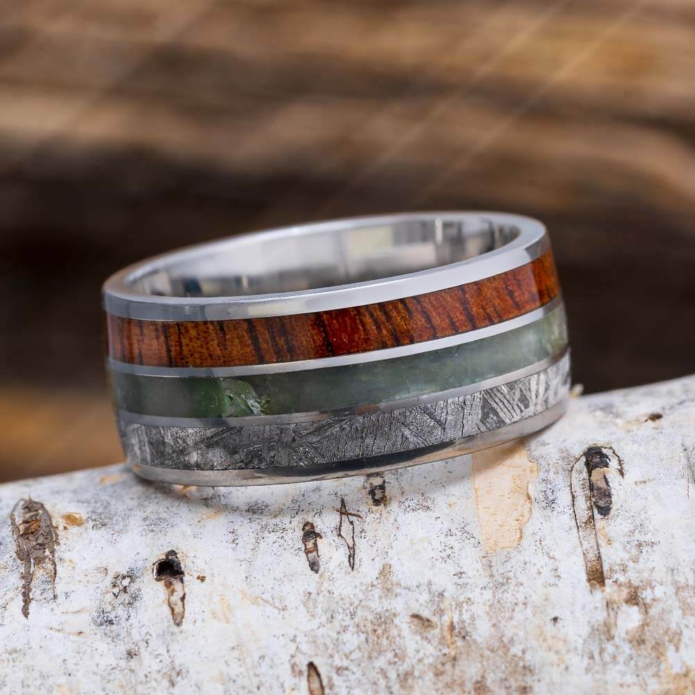 Jade and Meteorite Wedding Band