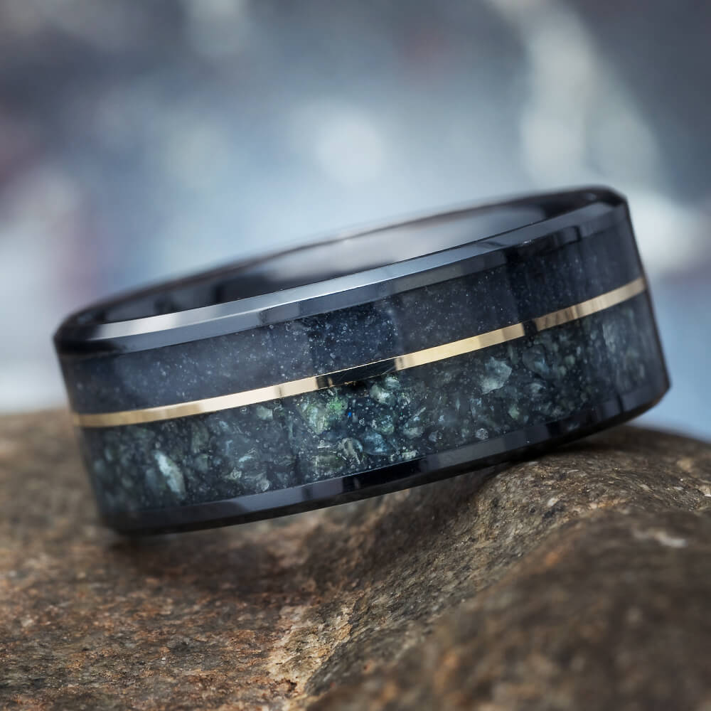 Jade and Obsidian Wedding Band