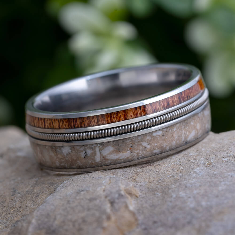 Wood and Guitar String Memorial Ring