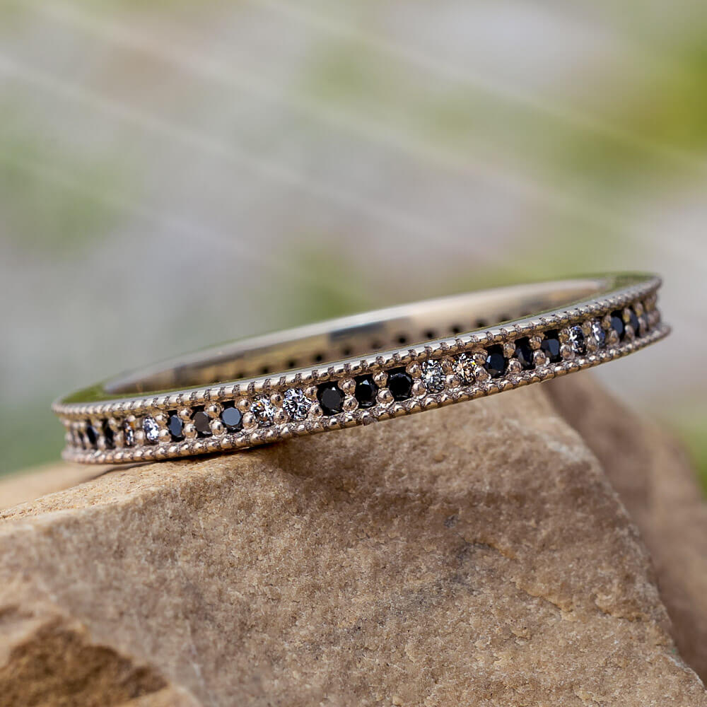 Black and White Diamond Wedding Band