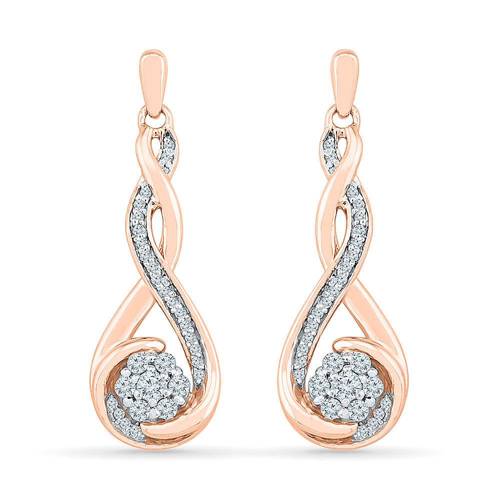 Twisting Diamond Teardrop Shaped Dangle Earrings - Jewelry by Johan