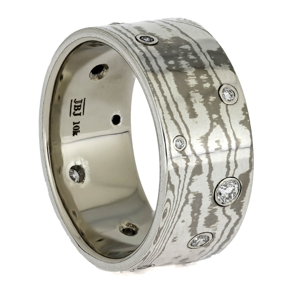 Diamond Wedding Band with Mokume Gane, Size 11-RS11370 - Jewelry by Johan