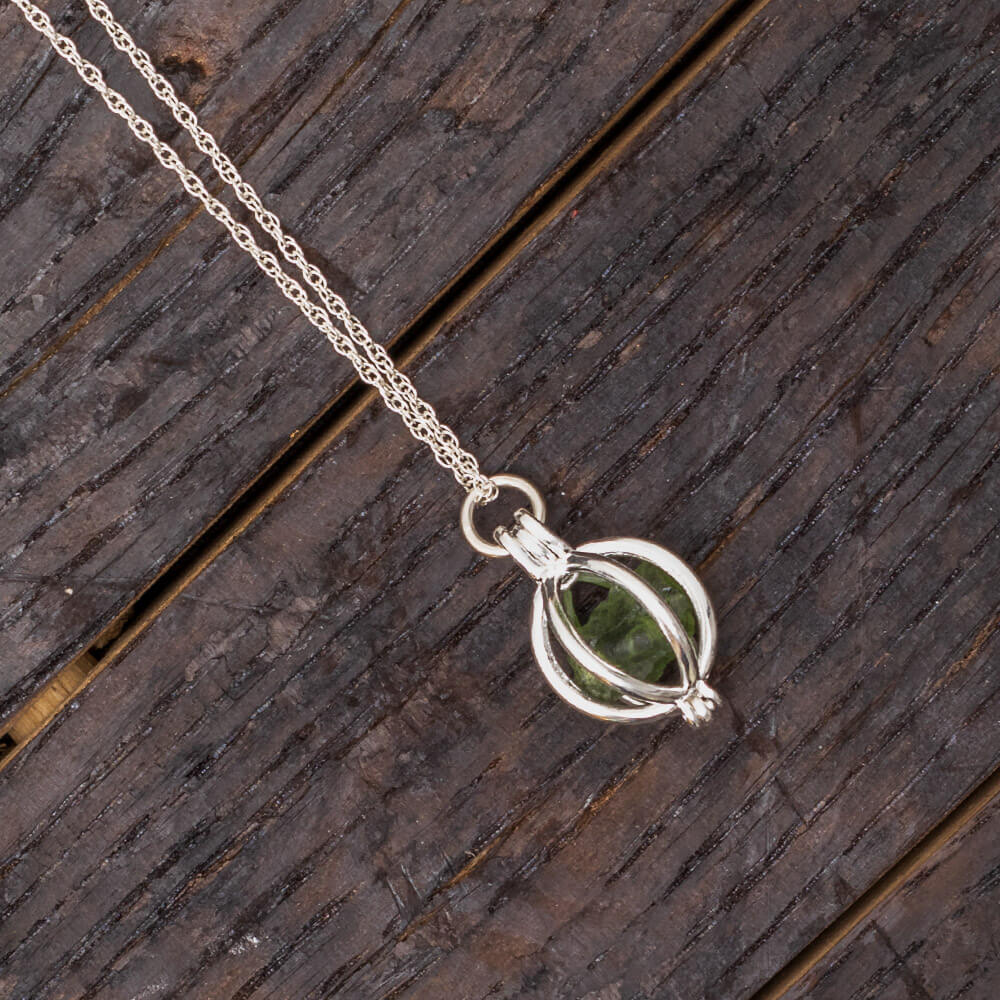 Moldavite Cage Necklace