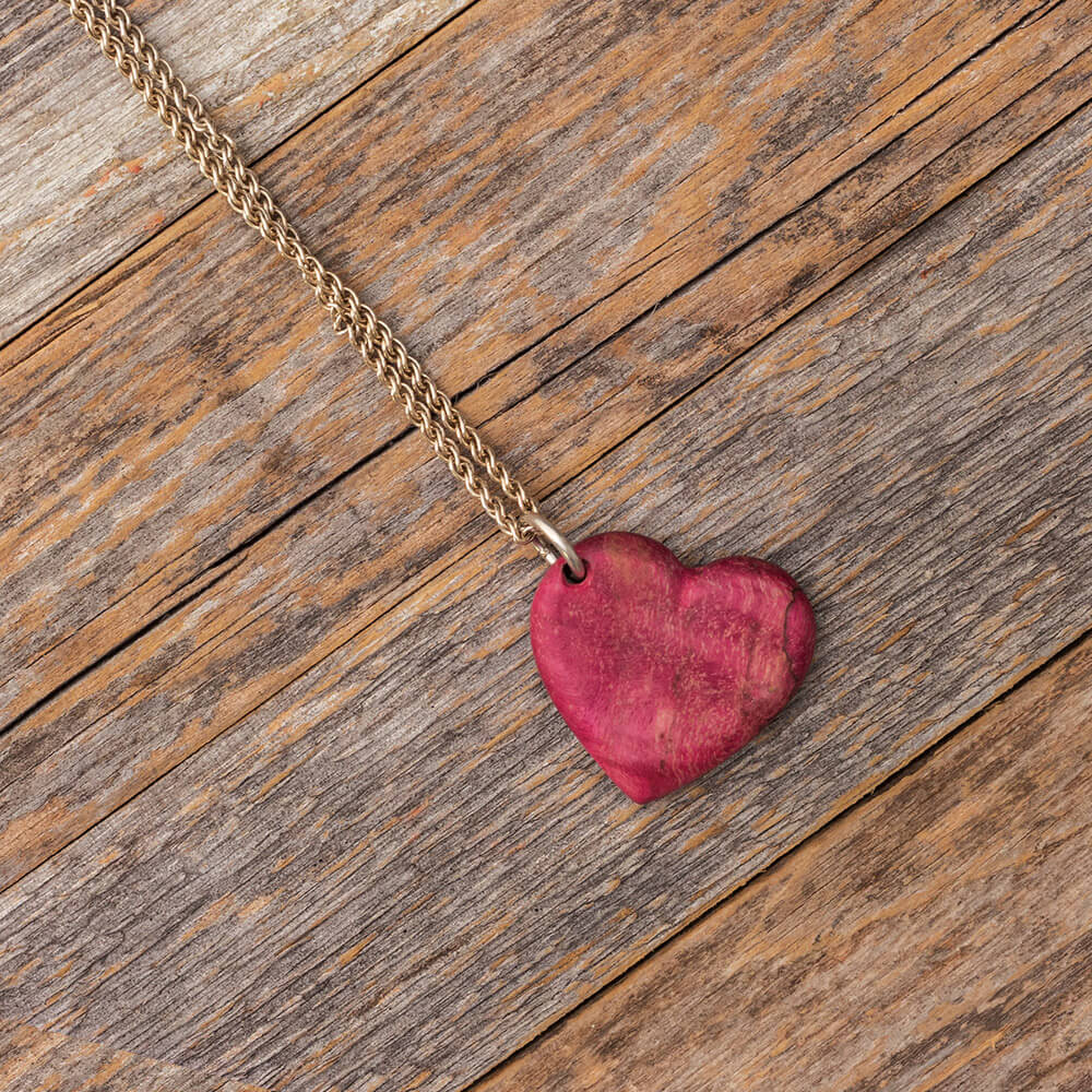 Wood Heart Pendant made with Magenta Box Elder-RS9734 - Jewelry by Johan