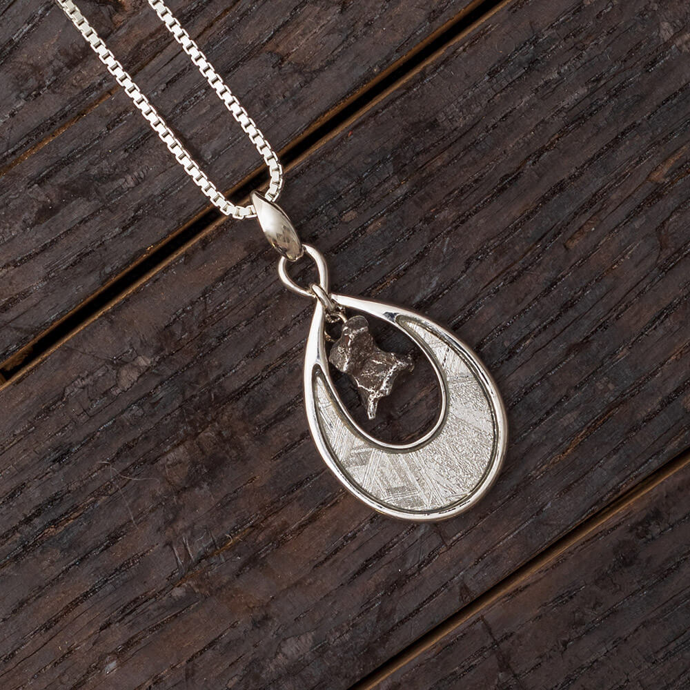 18" Teardrop Meteorite Pendant with Campo and Muonionalusta, In Stock-RSSB008 - Jewelry by Johan