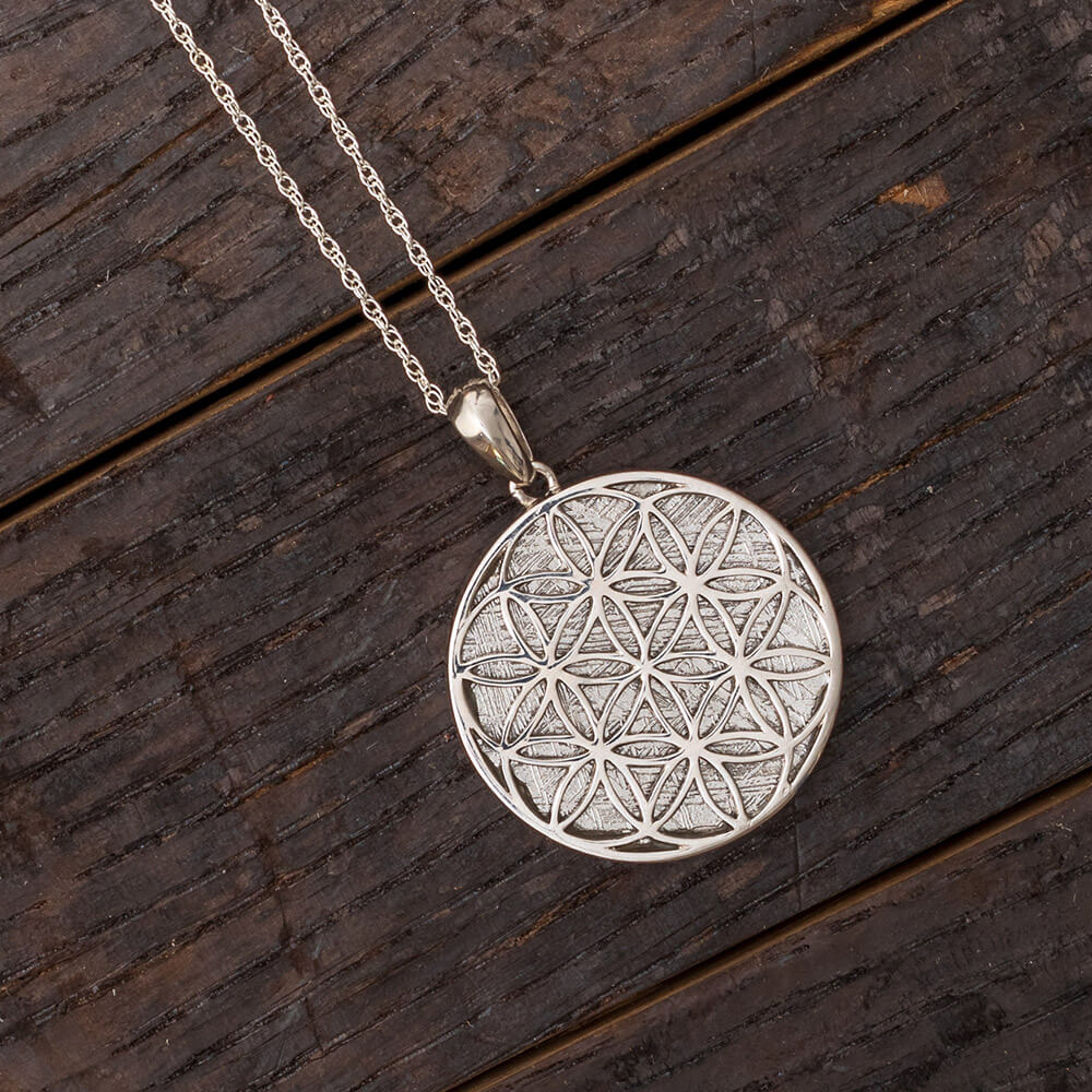 Muonionalusta Meteorite Flower of Life Necklace-RSSB0131 - Jewelry by Johan