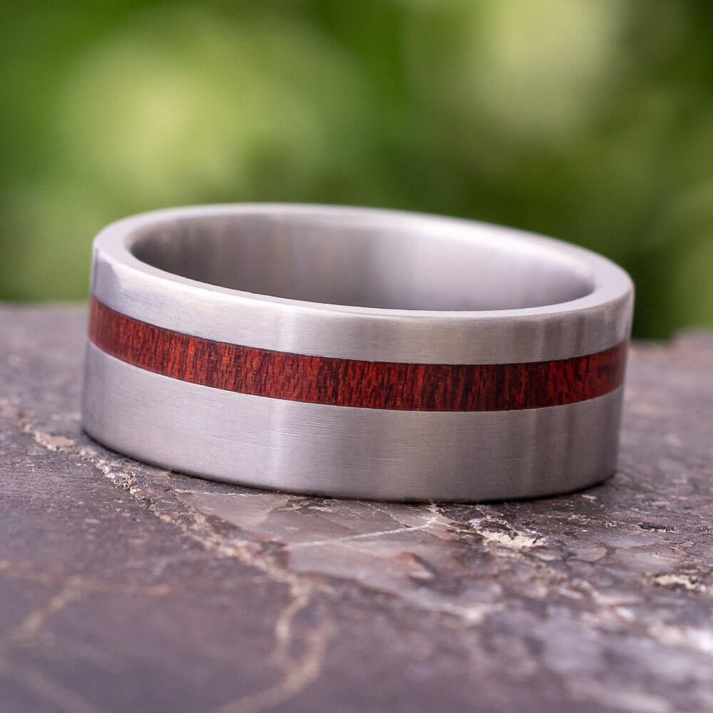 Bloodwood Ring In Matte Titanium Band, In Stock-SIG3005 - Jewelry by Johan