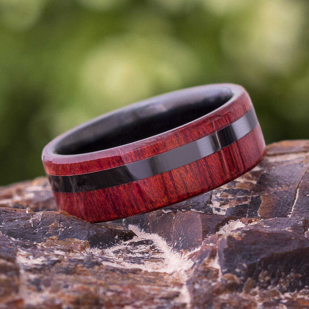 Bloodwood Black Ceramic Men's Wedding Band, In Stock-SIG3018 - Jewelry by Johan