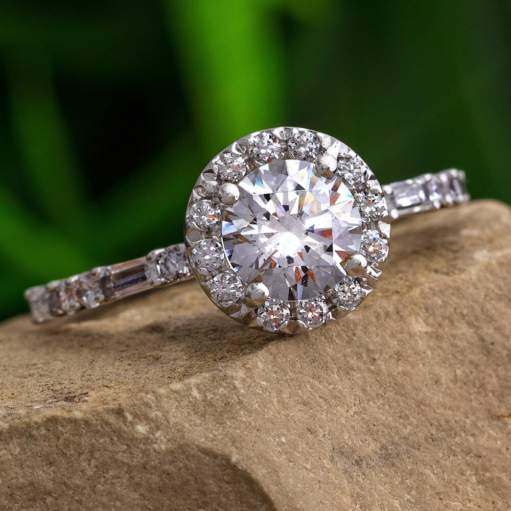 White Gold Halo Engagement Ring