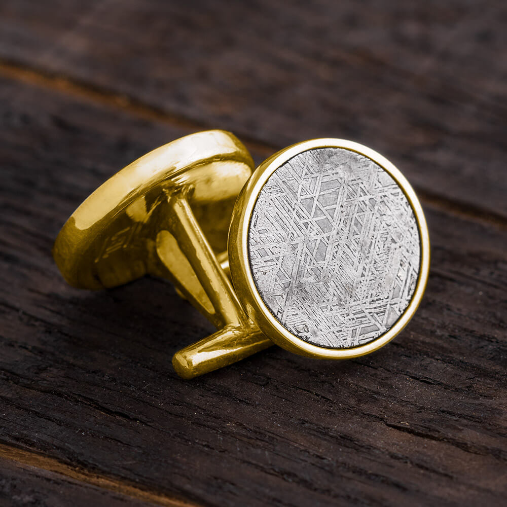 Round Bronze Cuff Links with Authentic Meteorite-SIG3059 - Jewelry by Johan