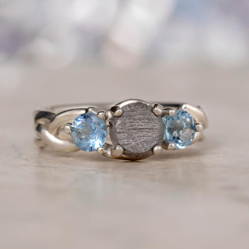 Aquamarine & Meteorite Engagement Ring, In Stock-SIG3049 - Jewelry by Johan