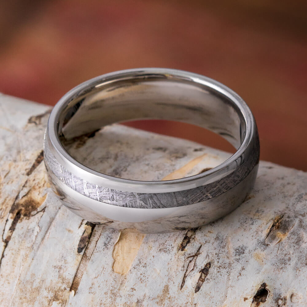 Gibeon Meteorite Wedding Band, Unique Titanium Ring for Men-2636 - Jewelry by Johan