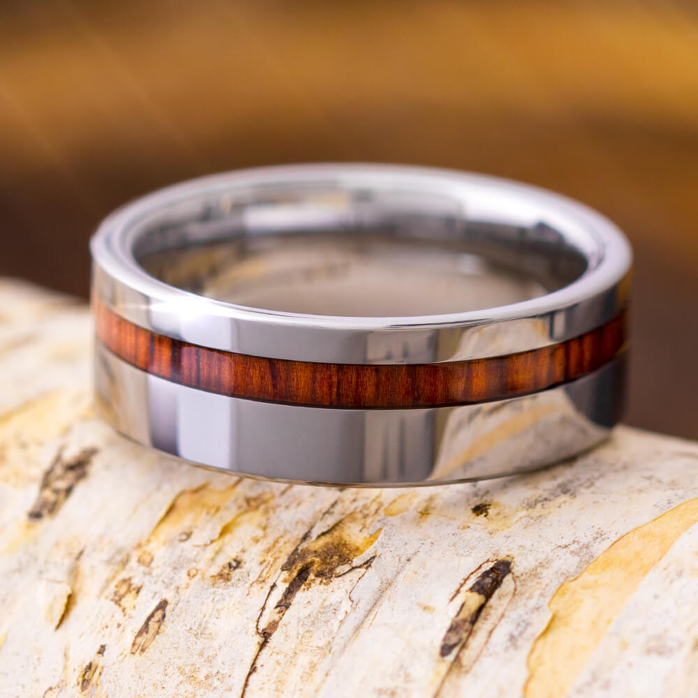 Tungsten Honduran Rosewood Men's Wedding Band-2710 - Jewelry by Johan