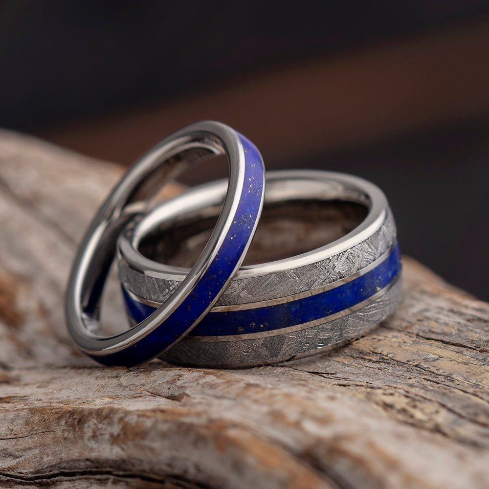 Lapis Lazuli Wedding Band Set