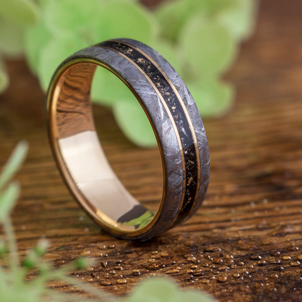 Meteorite Wedding Band for Man With Black Stardust™-4040 - Jewelry by Johan