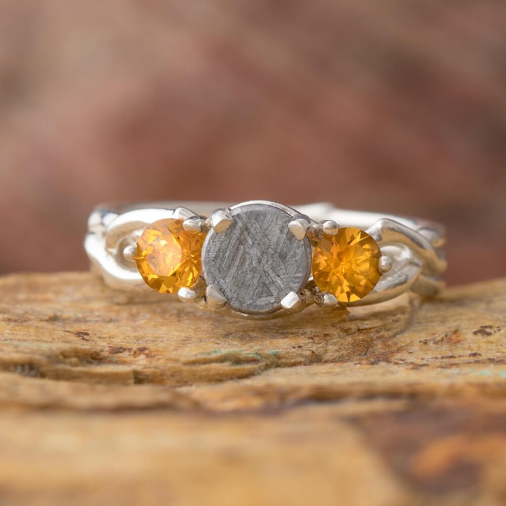 Citrine & Meteorite Engagement Ring, In Stock-SIG3049 - Jewelry by Johan