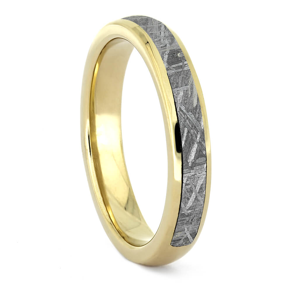 Half Meteorite Wedding Band With Yellow Gold-4382YG - Jewelry by Johan