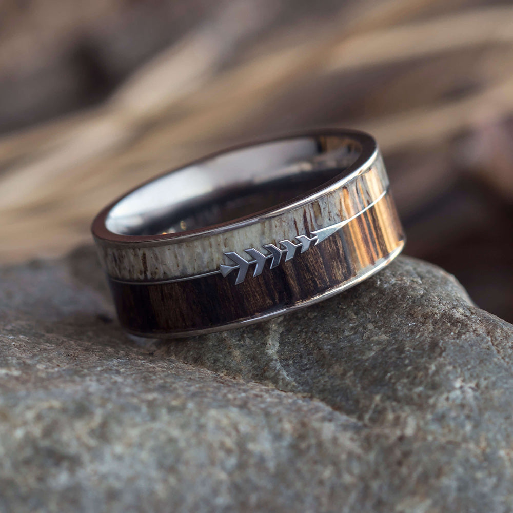 Antler & Ironwood Ring With Silver Arrow, In Stock-SIG3020 - Jewelry by Johan