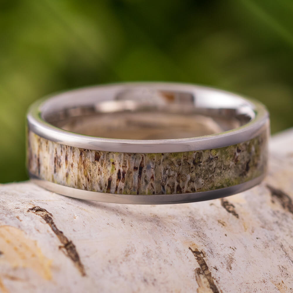 6mm Titanium Deer Antler Wedding Band, In Stock-SIG3007 - Jewelry by Johan