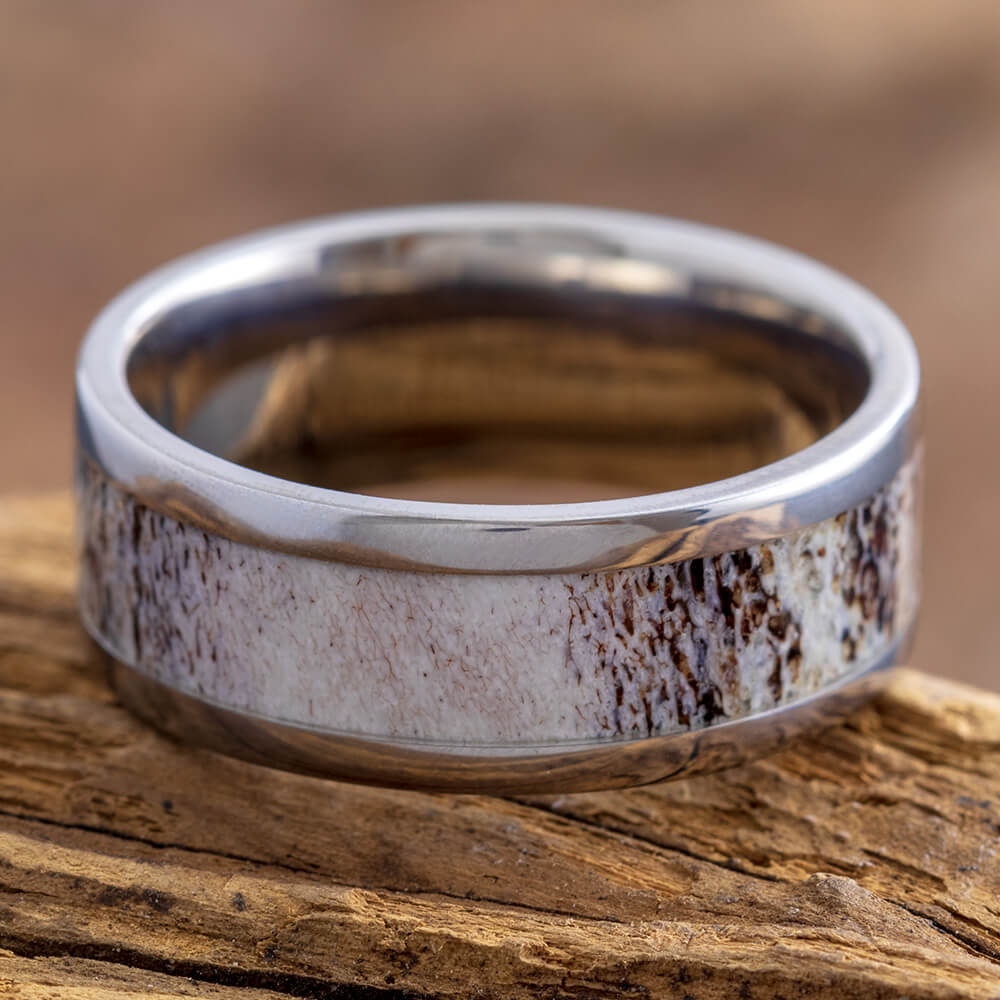 8mm Deer Antler & Titanium Ring, In Stock-SIG3008 - Jewelry by Johan