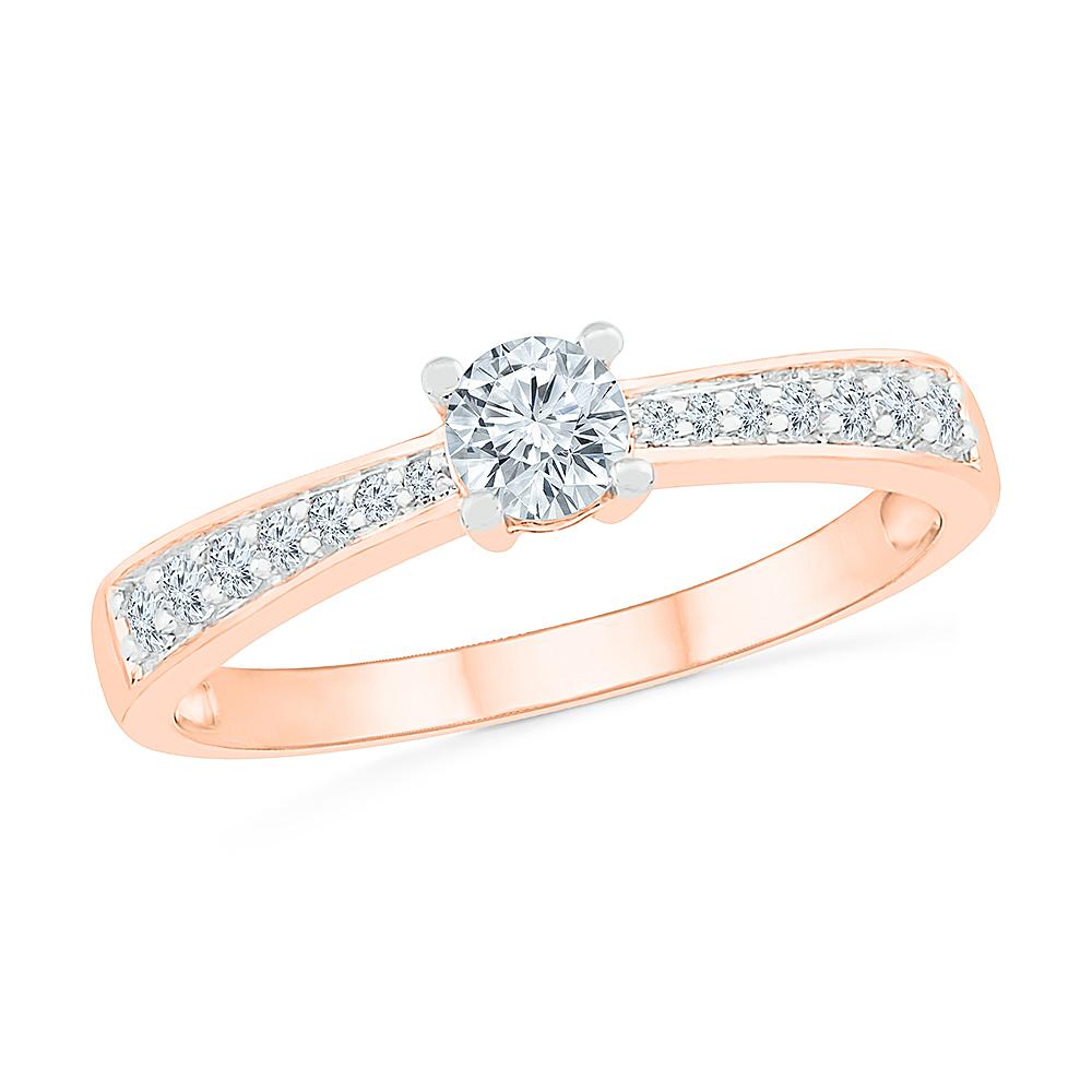 Rose Gold Engagement Ring with Diamond Shanks and Round Center Stone - Jewelry by Johan