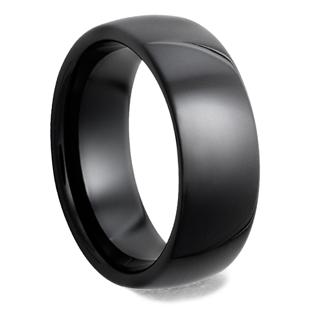 Black Ceramic, Domed Profile Men's Wedding Band in - Jewelry by Johan