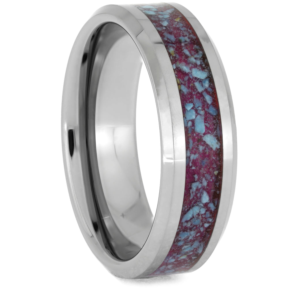Crushed Turquoise Men's Wedding Band in Tungsten, Size 12.5-RS10677 - Jewelry by Johan