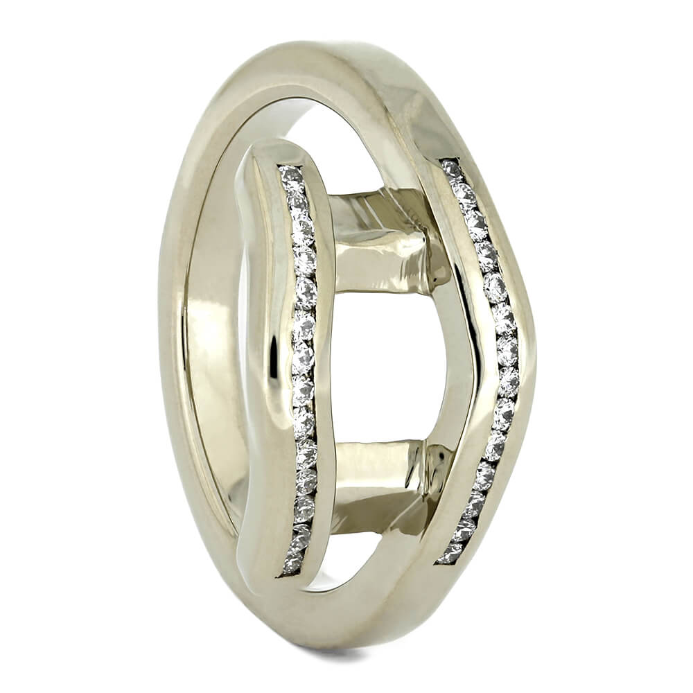 White Gold Ring Guard with Diamond Accents