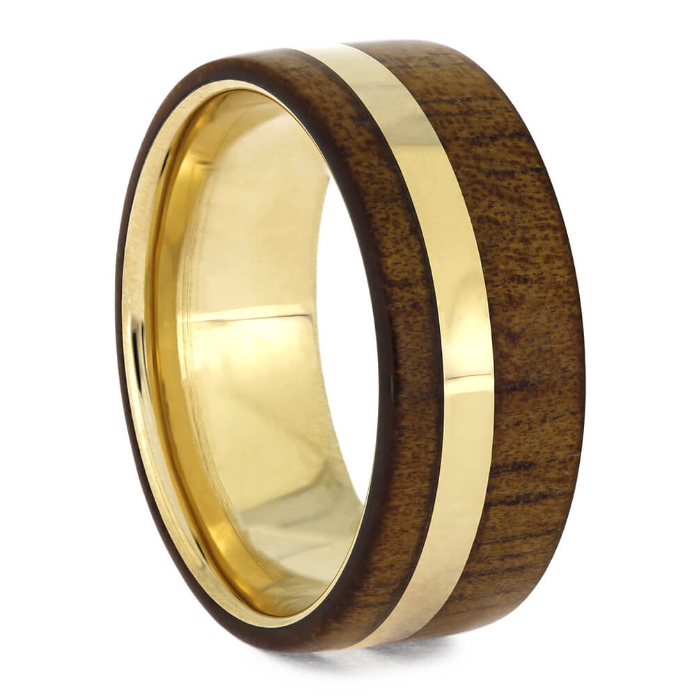 Koa Wood Ring in Yellow Gold