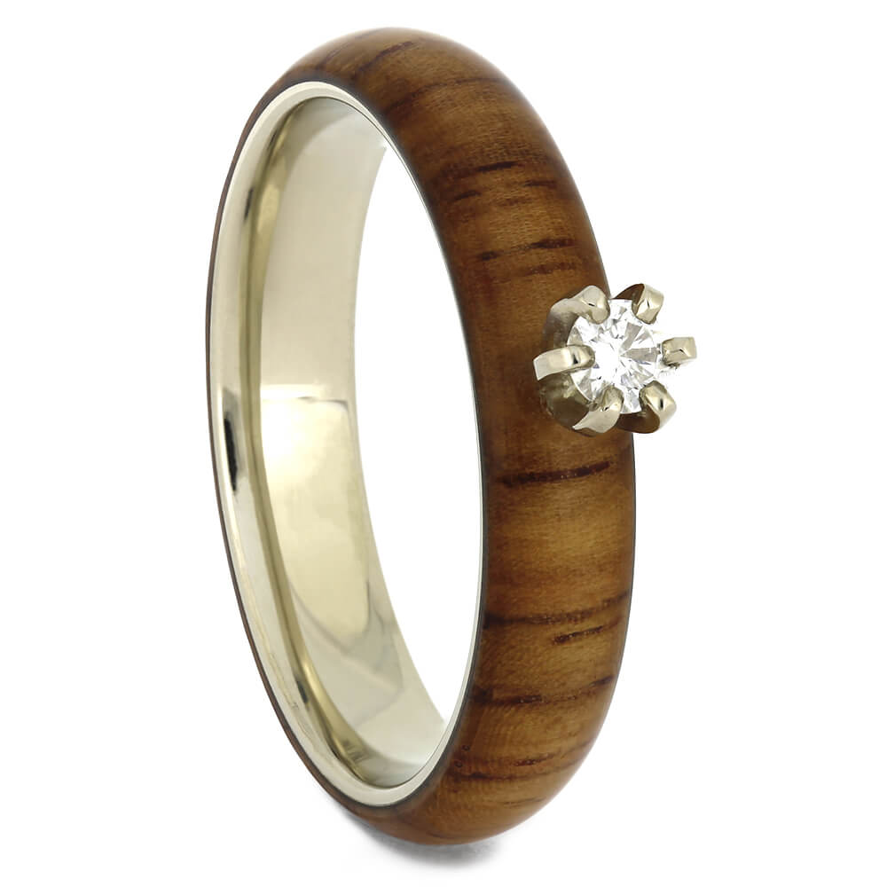 White Gold Rosewood Engagement Ring with Diamond