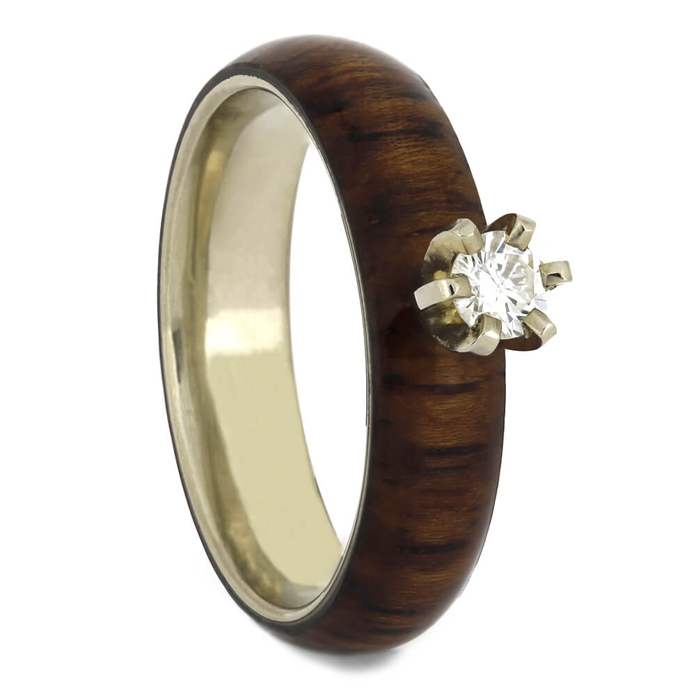 Honduran Rosewood Engagement Ring with Diamond