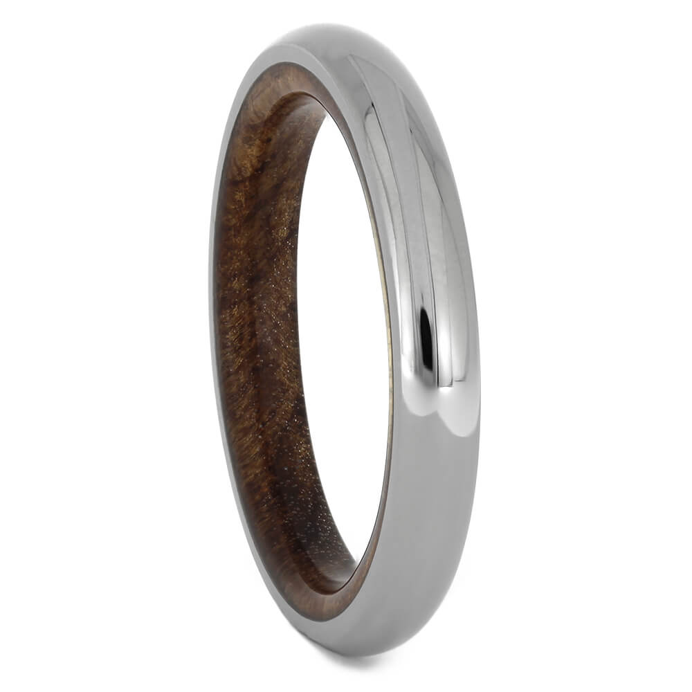 Narrow Titanium Ring with Redwood Sleeve