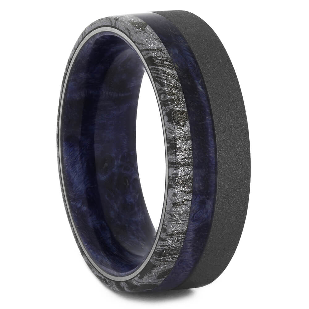 Mokume and Blue Box Elder Ring for Men