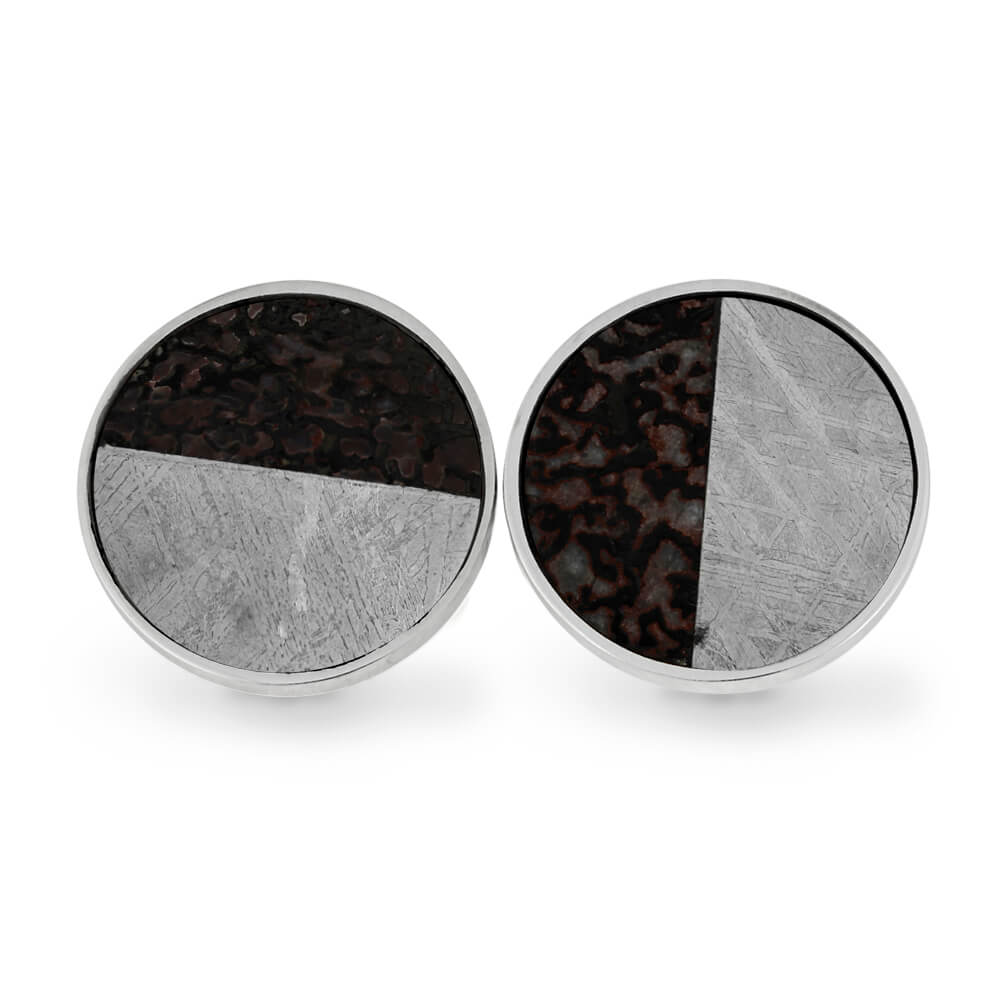 Bone and Gibeon Meteorite Cuff Links in Sterling Silver, In Stock-RS11275 - Jewelry by Johan