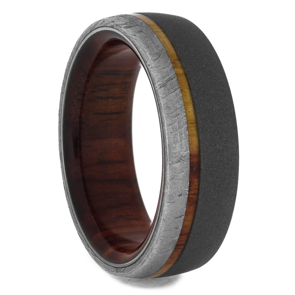 Tulipwood and Meteorite Men's Wedding Band