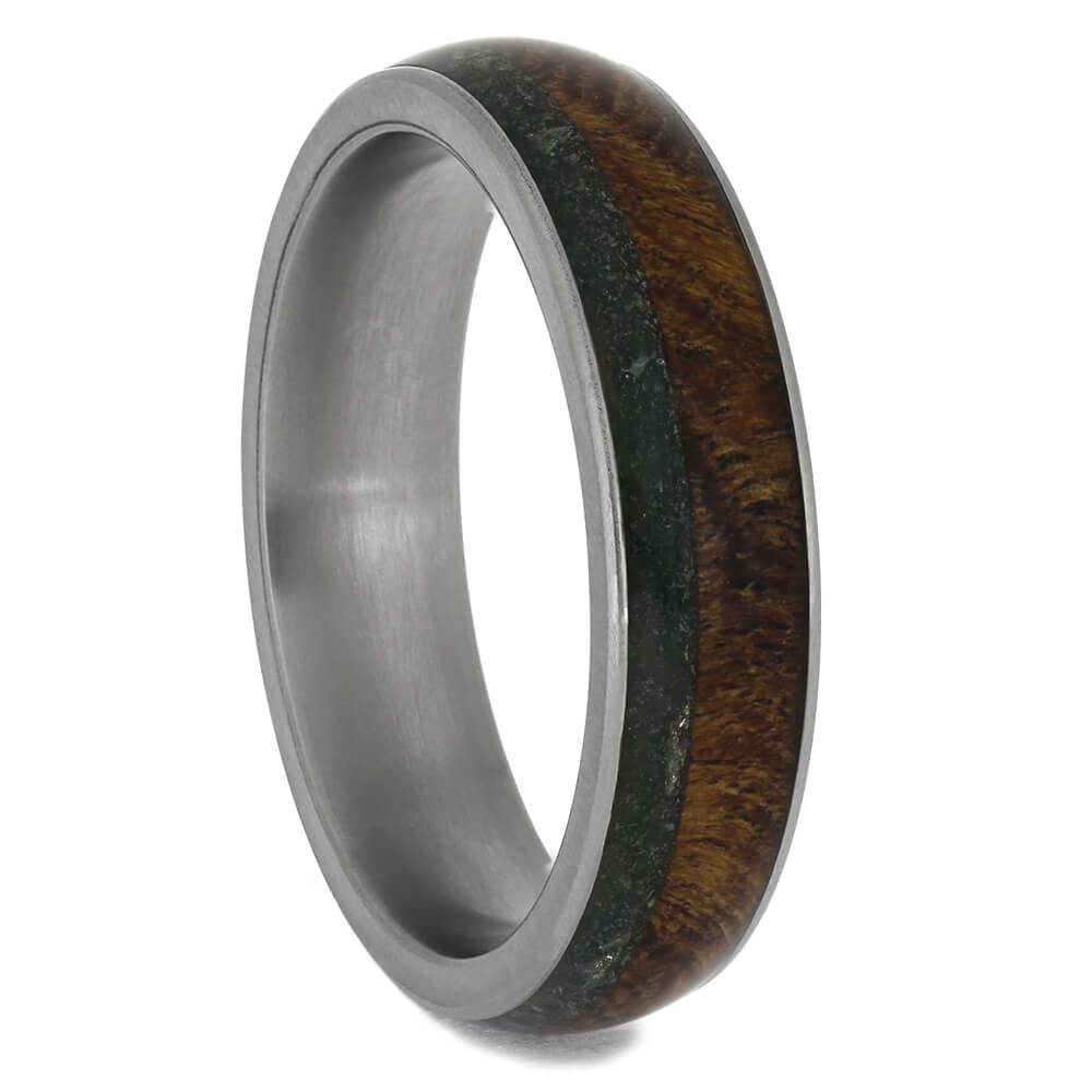 Mesquite Wood & Sea Glass Wedding Band, Size 11.5-RS11453 - Jewelry by Johan