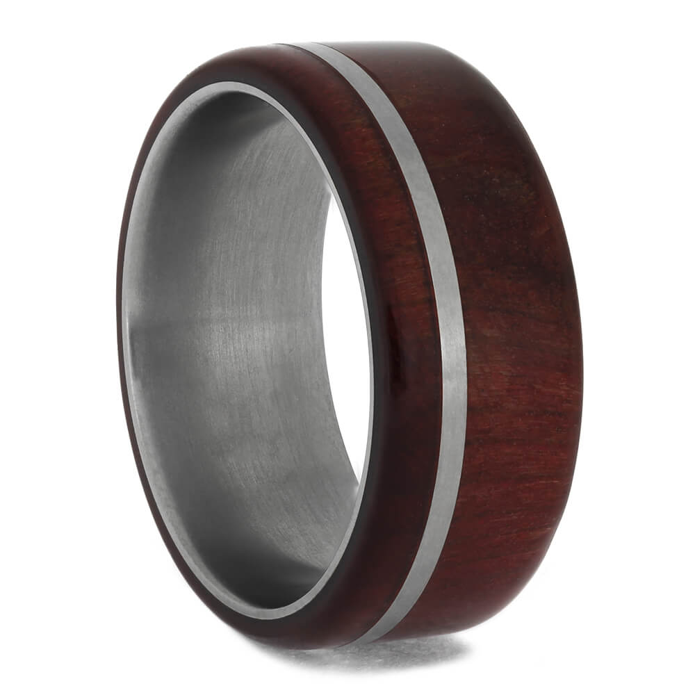 Ruby Redwood Men's Wedding Band with Pinstripe