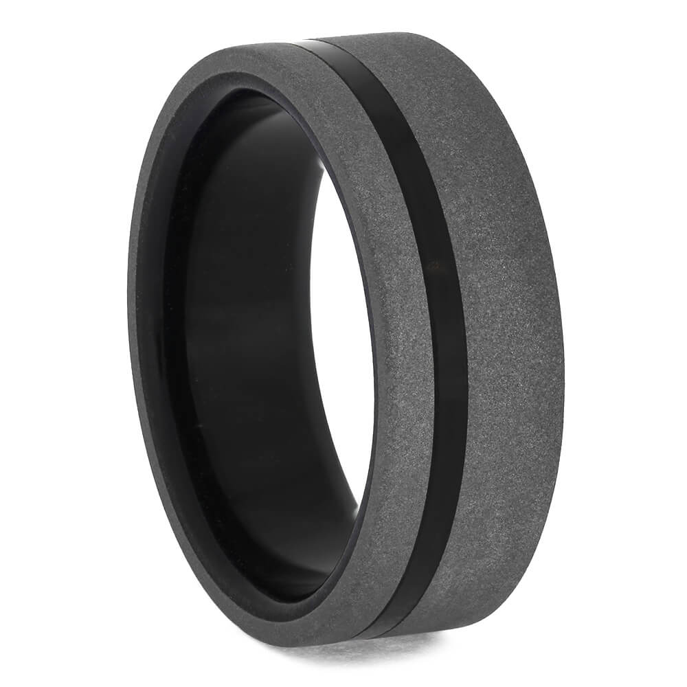 Wenge Wood Wedding Band in Sandblasted Titanium