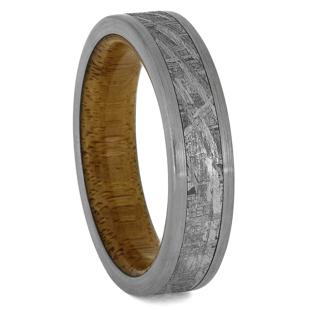 Women's Bamboo Wood Ring with Meteorite