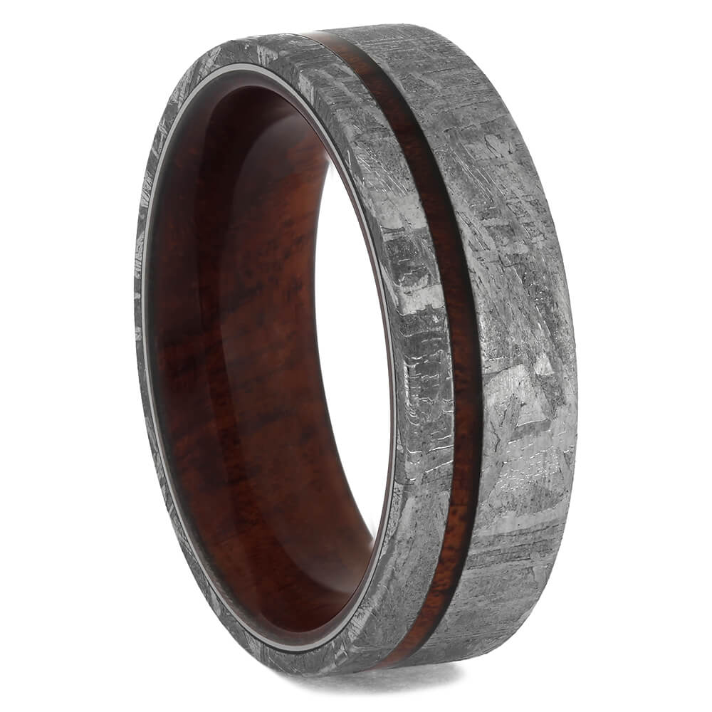 Bloodwood Wedding Band with Meteorite Edges