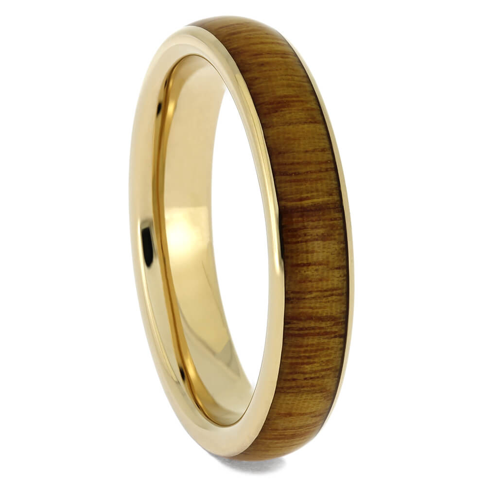 Wood Wedding Band with Yellow Gold Edges