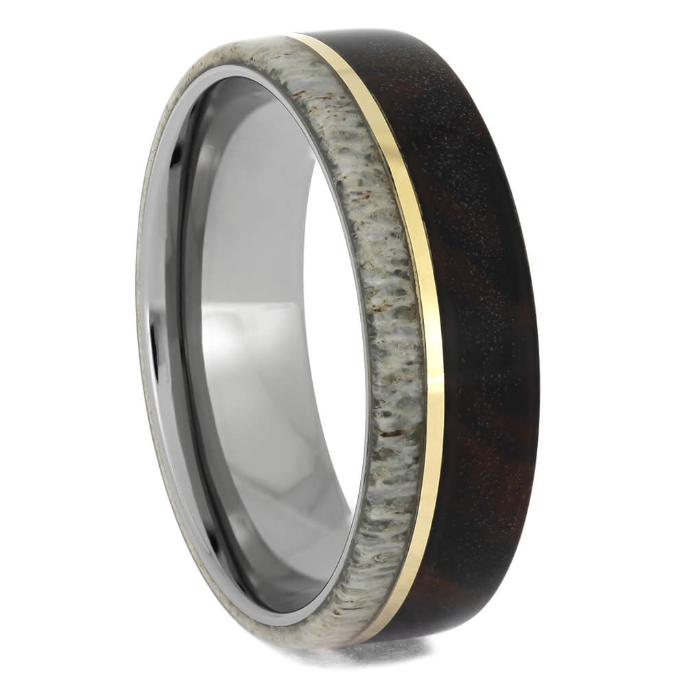 Ironwood Wedding Band with Yellow Gold