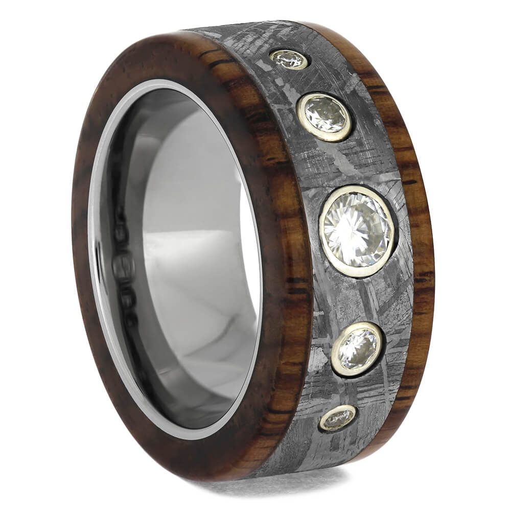 Diamond and Meteorite Wedding Band