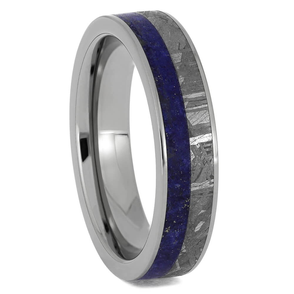 Lapis Lazuli and Meteorite Wedding Band