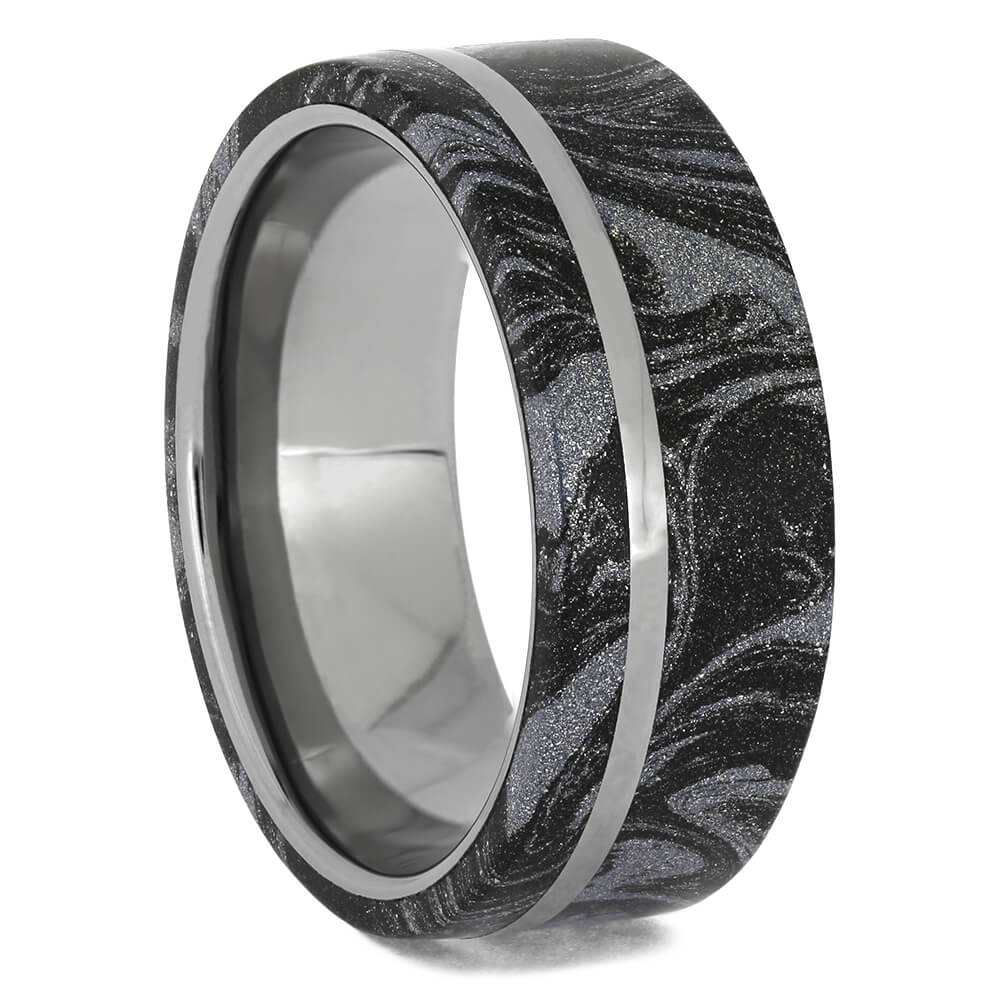 Mokume and Titanium Wedding Band