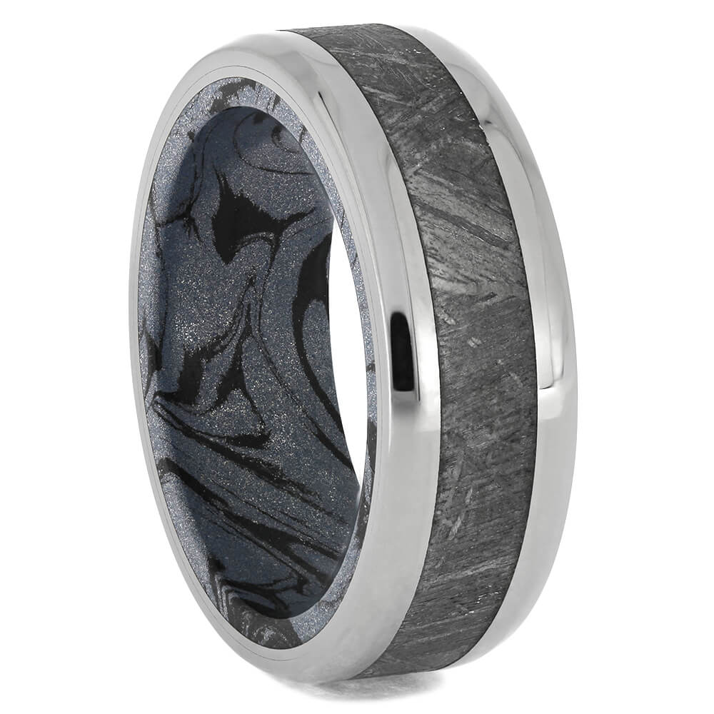 Meteorite and Mokume Wedding Band in Titanium