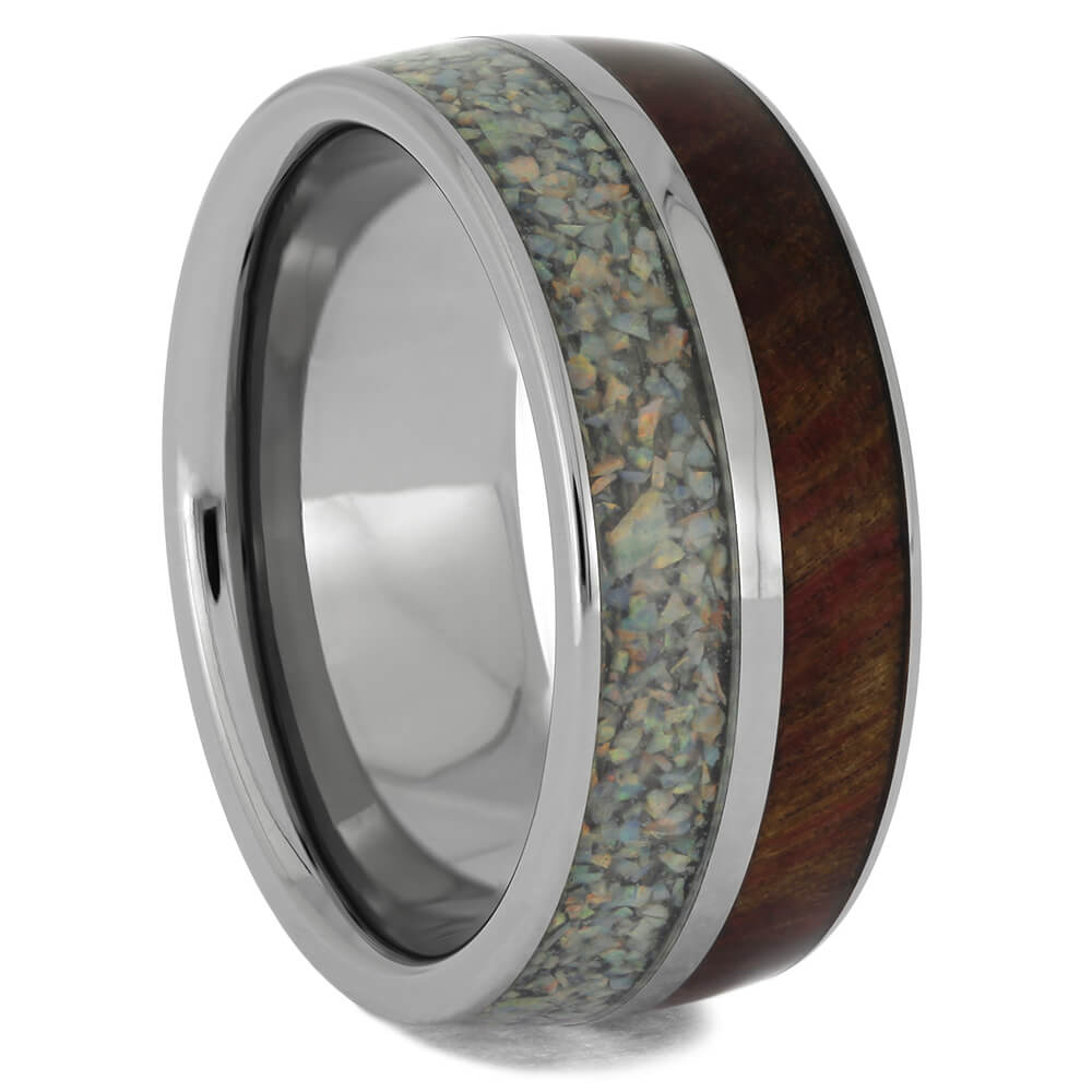 Opal and Wood Wedding Band