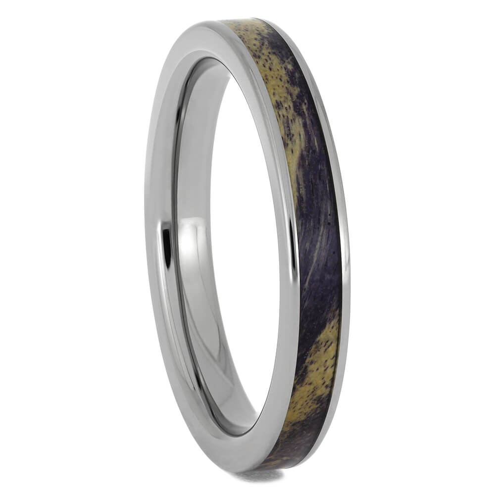 Purple Burl Wood Ring in Titanium