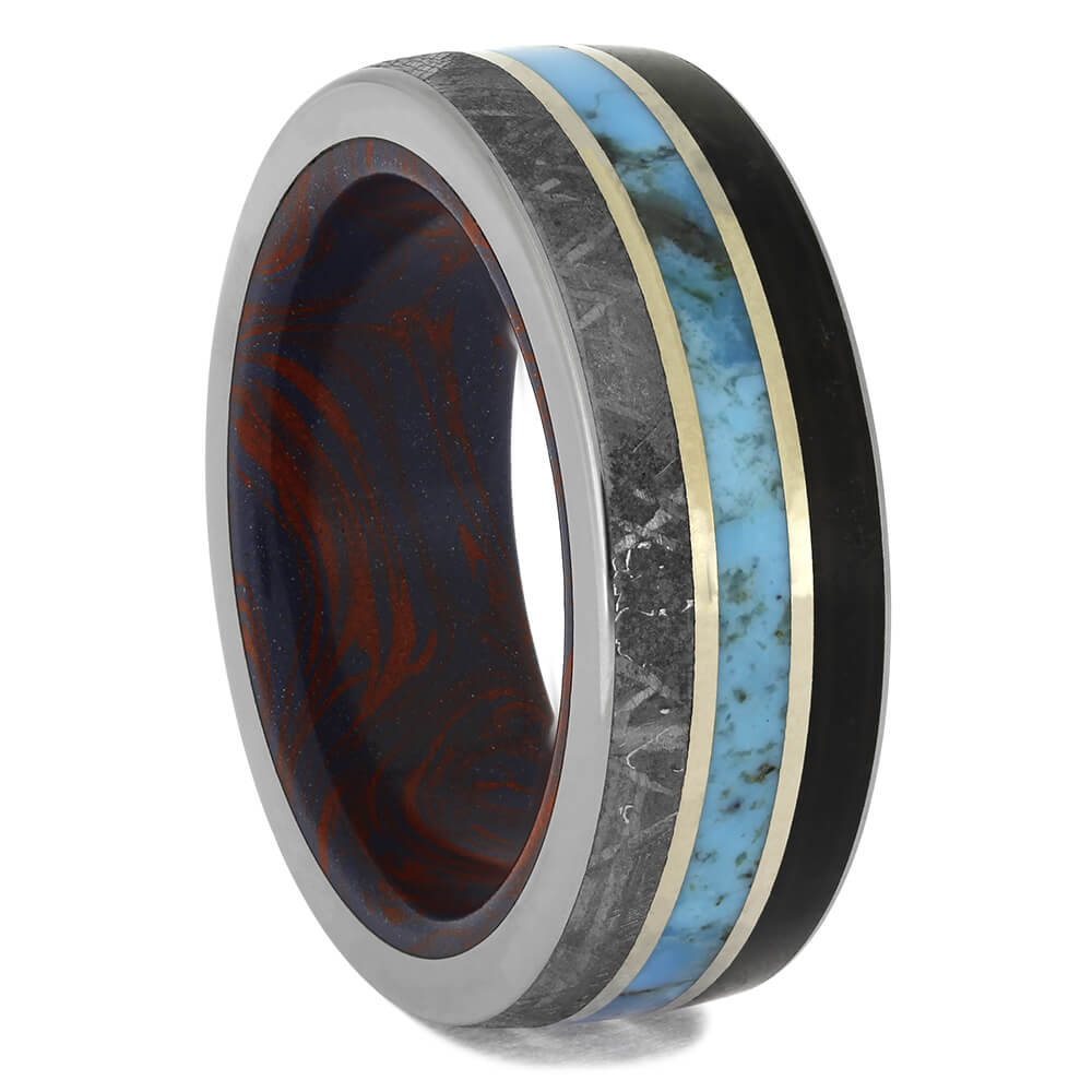 Triple Inlay Titanium Wedding Band