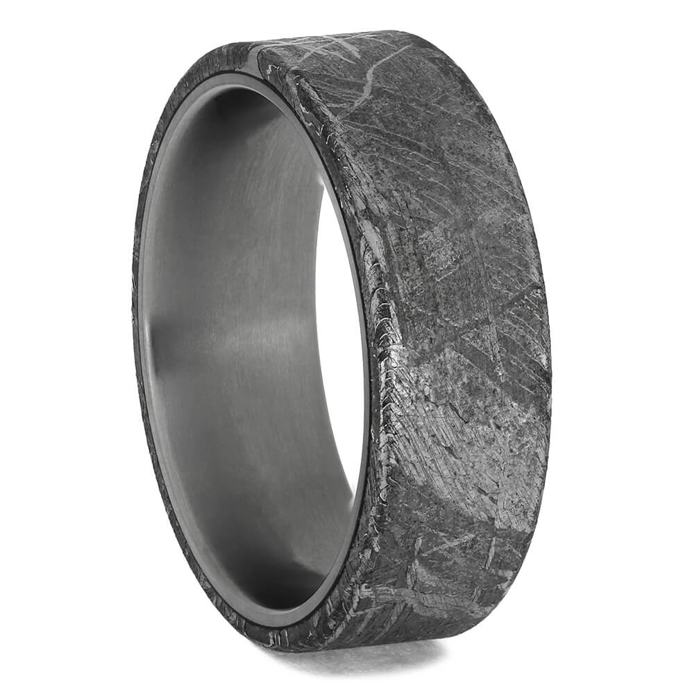 Authentic Meteorite Wedding Band with Titanium